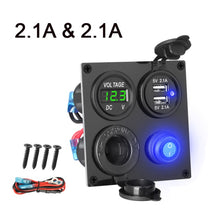 Lade das Bild in den Galerie-Viewer, DC 12V-24V Auto Boot Zigarettenanzünderbuchse Dual USB Ladegerät Voltmeter Schalter 4 in 1 Camper, Fahrzeug, Boot power Adapter
